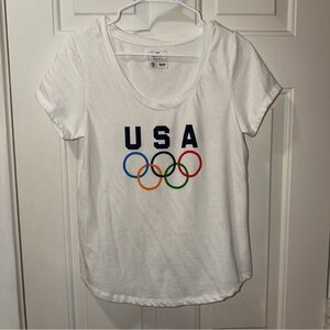 Team Apparel Shirt Top Medium Adult White USA Olympic Short Sleeve Womens